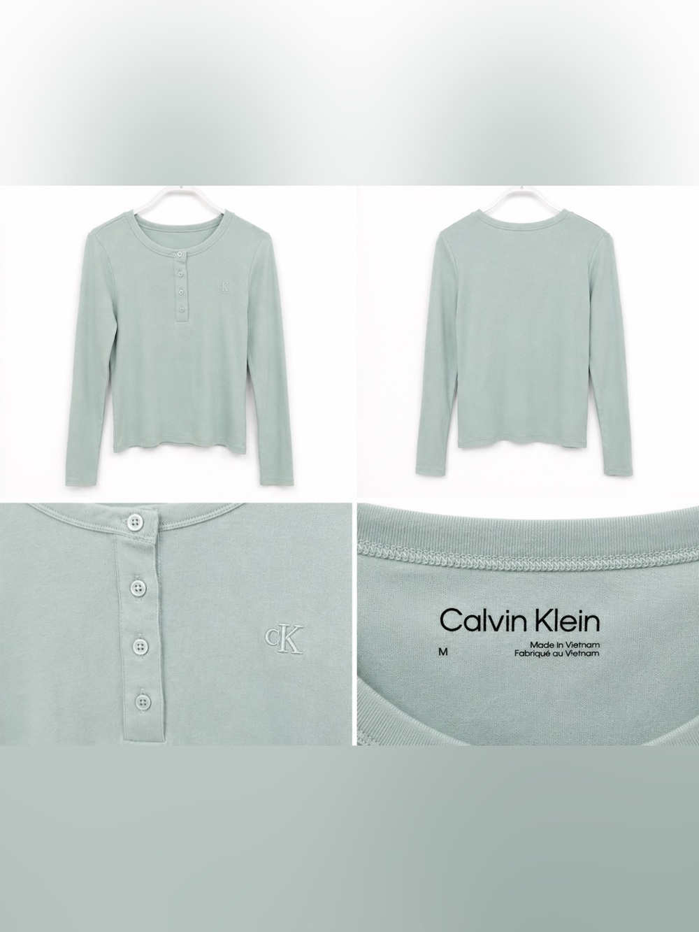 Calvin Klein Kids Long-Sleeve Henley in Sage Green